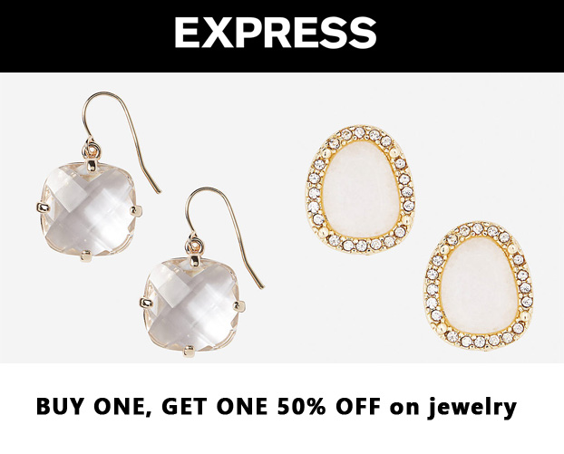 Express - faceted stone dangle earrings $!9.90 & white stone stud earrings $19.90.