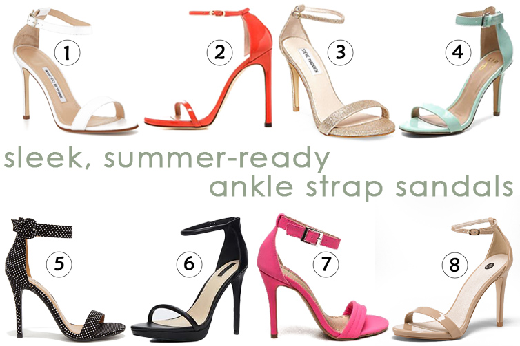sleek, summer-ready ankle strap sandals