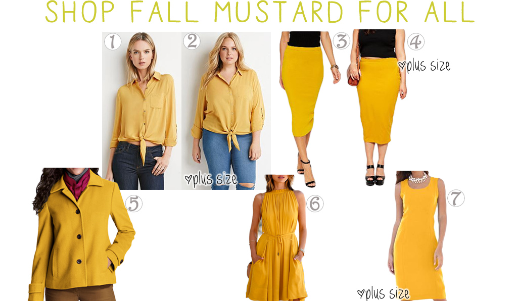 Shop fall mustard for all. Tops, skirts, jackets, & dresses.