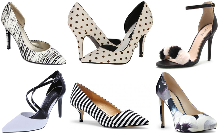 black and white shoes heels
